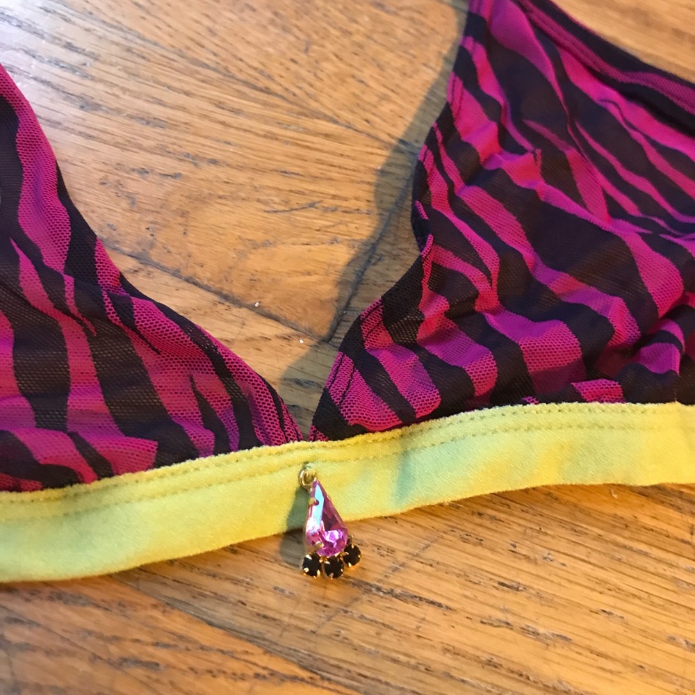 80's pink tiger print bikini top
