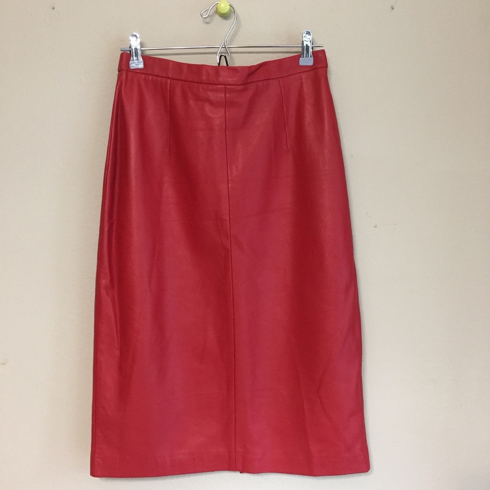 Retro Red Leather Skirt