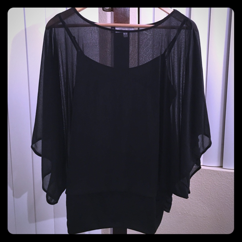 Cinched Waist Sheer Poncho/Tank Duo