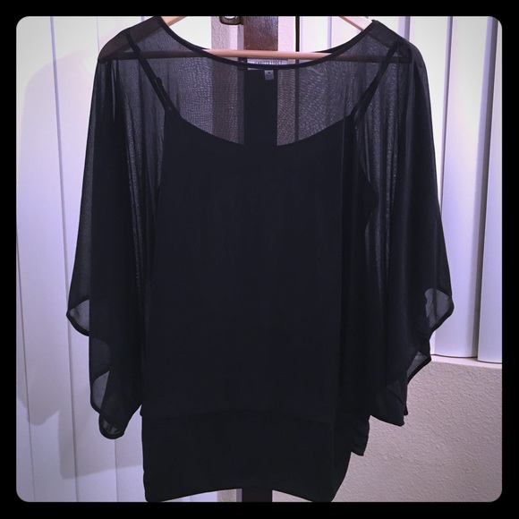 Cinched Waist Sheer Poncho/Tank Duo - Picture 1 of 4