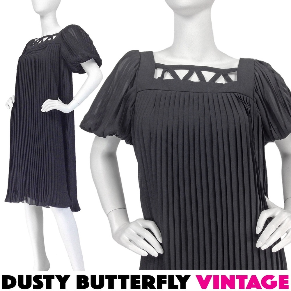 SOLD! VINTAGE 60s BLACK CHIFFON EVENING DRESS Plea