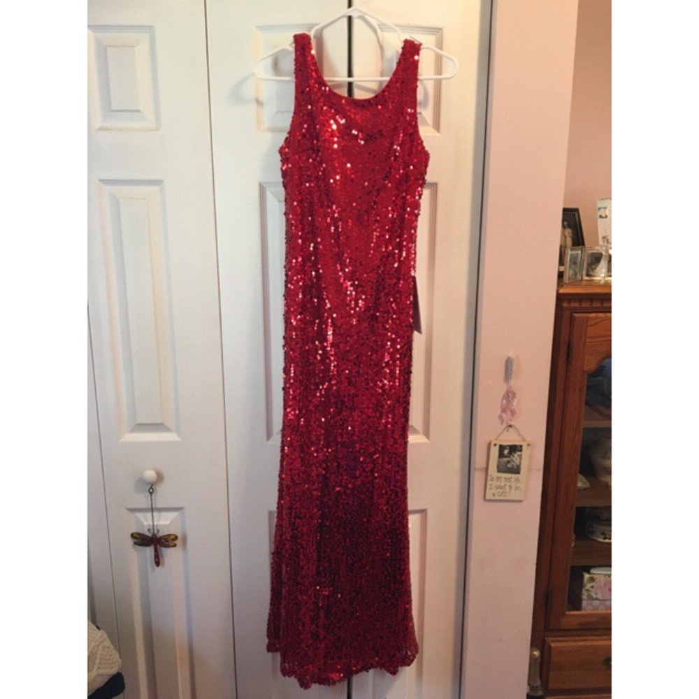 Red sequin dress