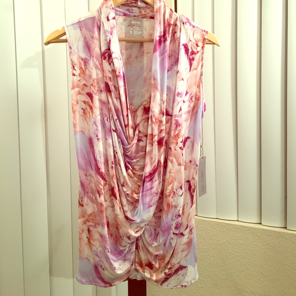 NWT Floral Print Cowl Neck Sleeveless Top