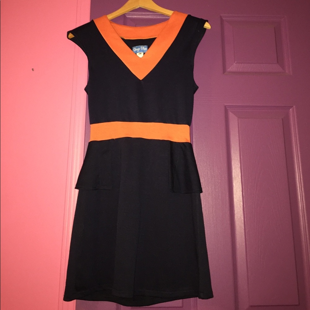 NWOT Adorable orange and navy blue dress