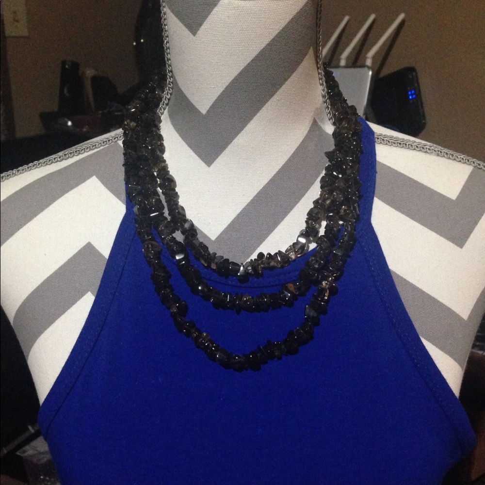 Beautiful Smokey Quartz three strand necklace!