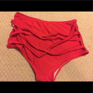 New red high wasted swimsuit bottom only large