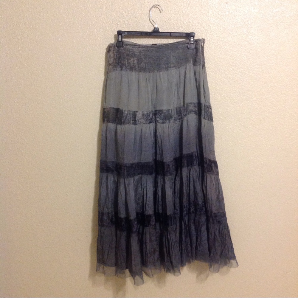 Long Grey Ombre Maxi Skirt | Elan
