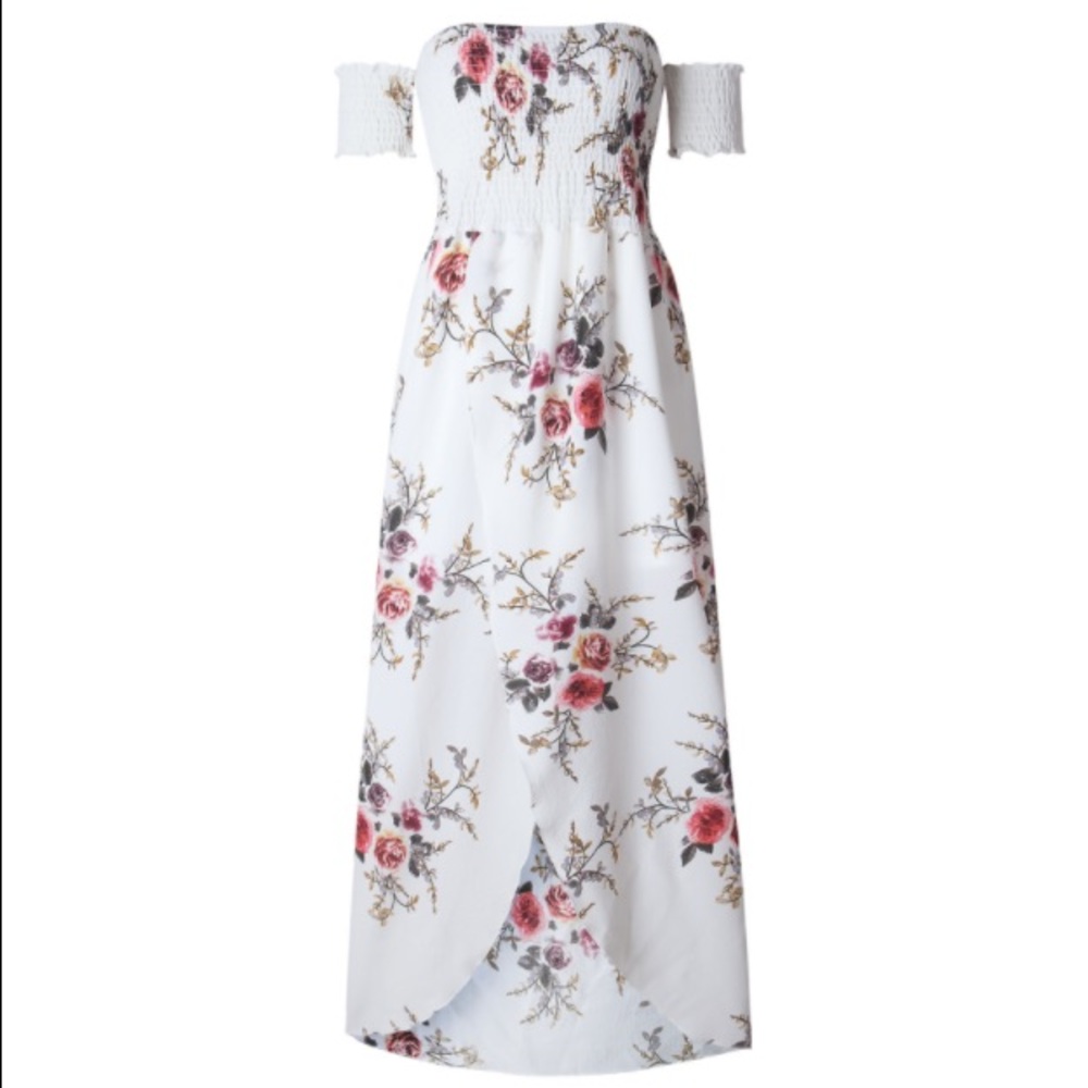 🆕Boho Floral Off Shoulder Maxi Dress White - Picture 7 of 7