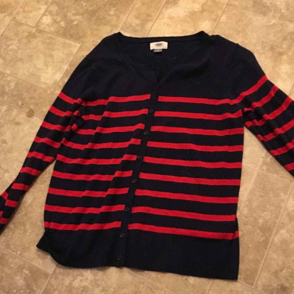 Red navy cardigan