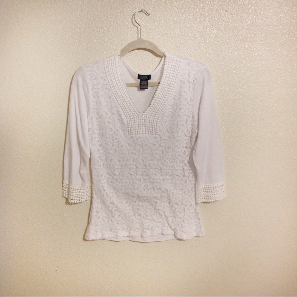 Shannon White Floral & Dotted Pattern Top