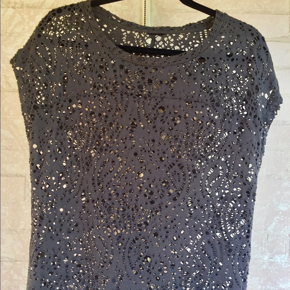 H&M Grey Crochet style Blouse