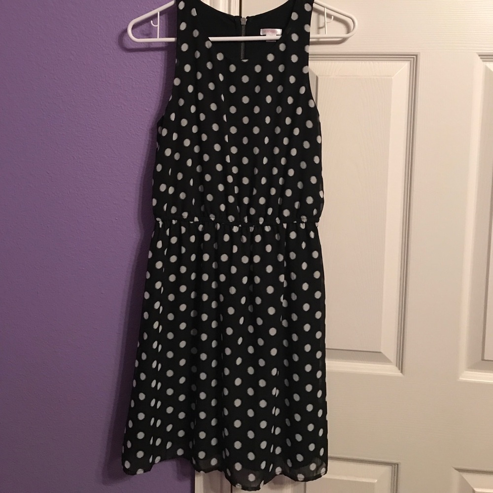 black and white polka dot dress