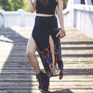 Dual slit black maxi skirt Blue Life Planet Blue
