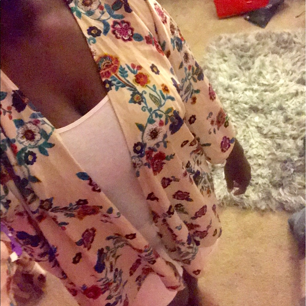 Floral print kimono