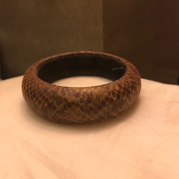 Snakeskin Brown Suede Bangle - Picture 2 of 2