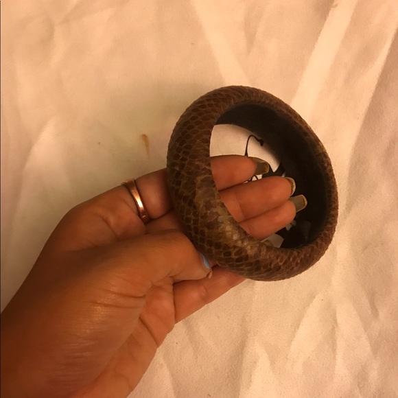 Snakeskin Brown Suede Bangle - Picture 1 of 2