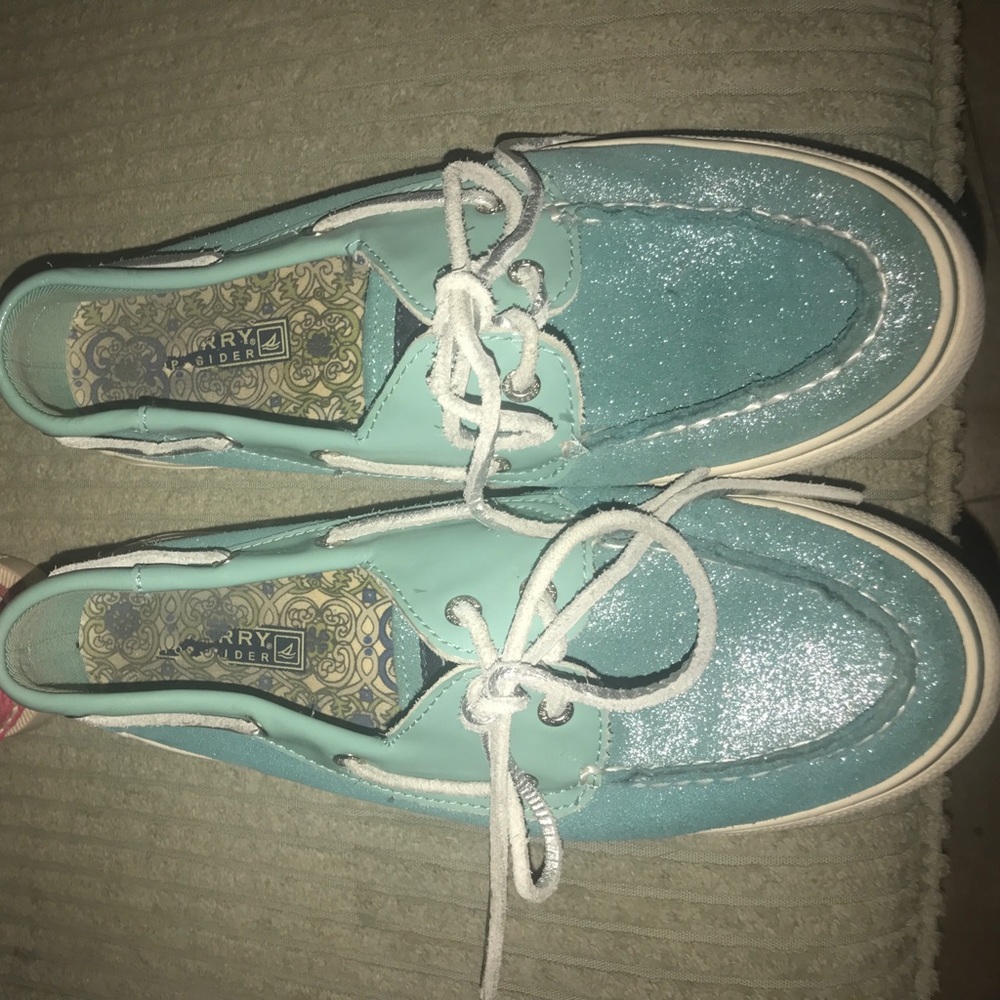 Aqua blue sperry glitter