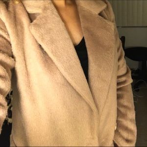 Furry longline trench coat
