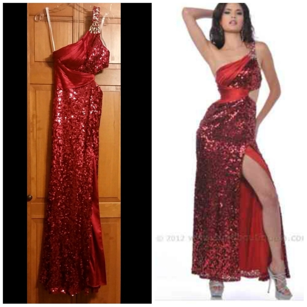 Red Sequin Full Length Dress
