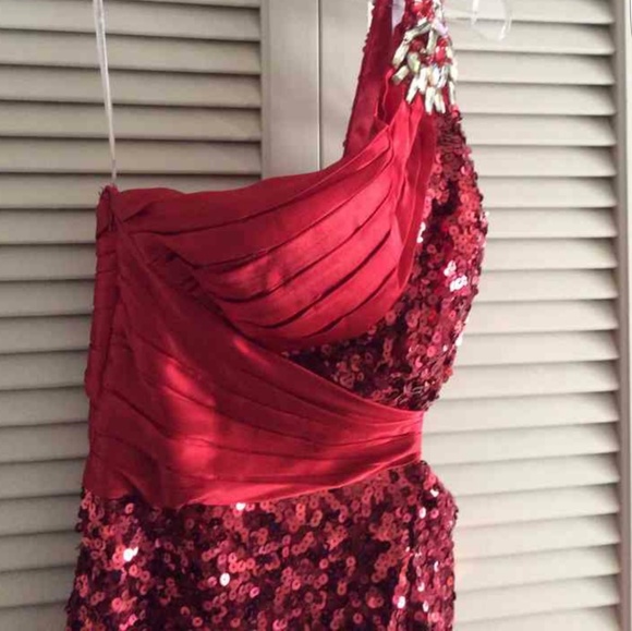 Red Sequin Full Length Dress - Picture 2 of 3