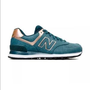 Women's New Balance 574 Green/Bronze Sneakers