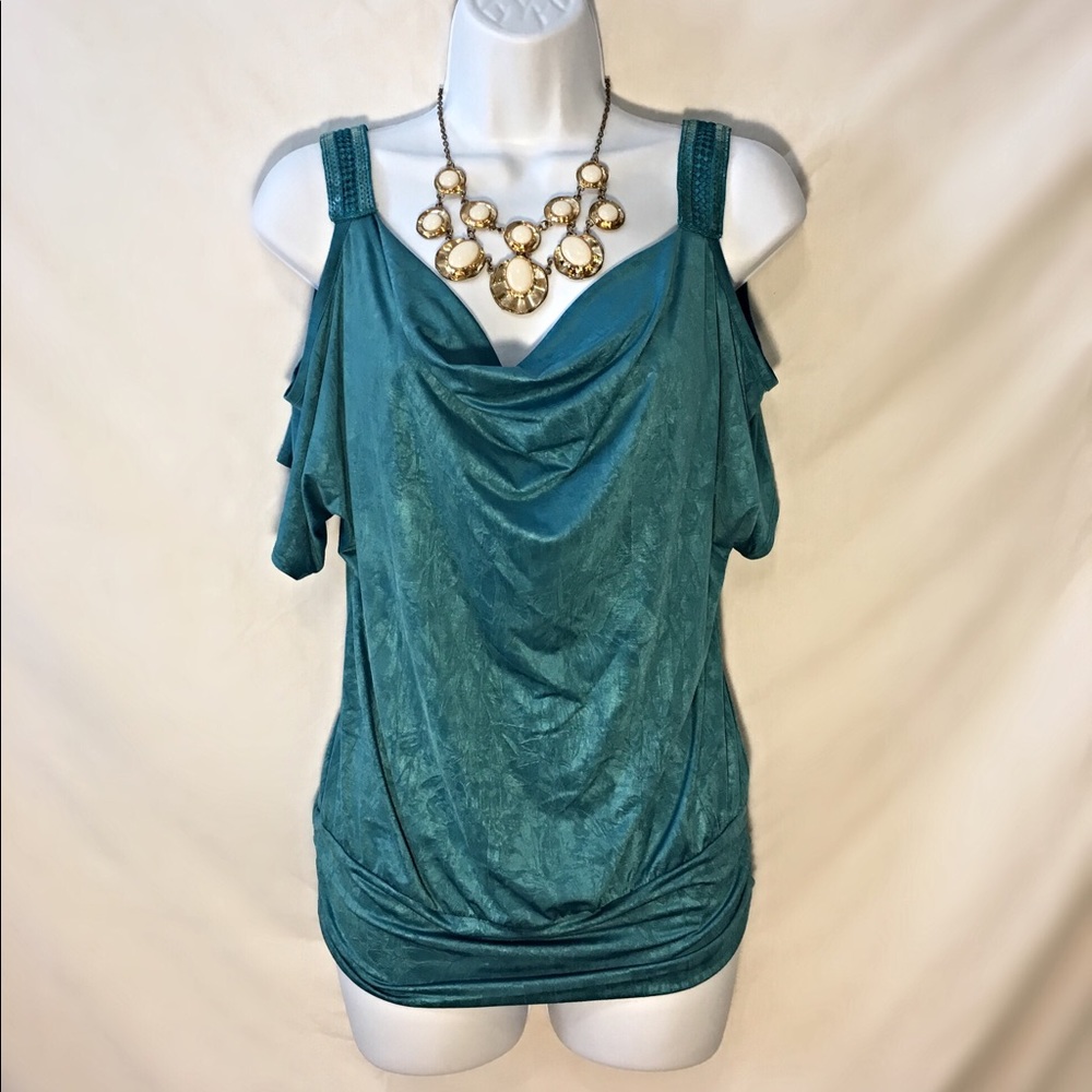 Teal off the shoulder blouse
