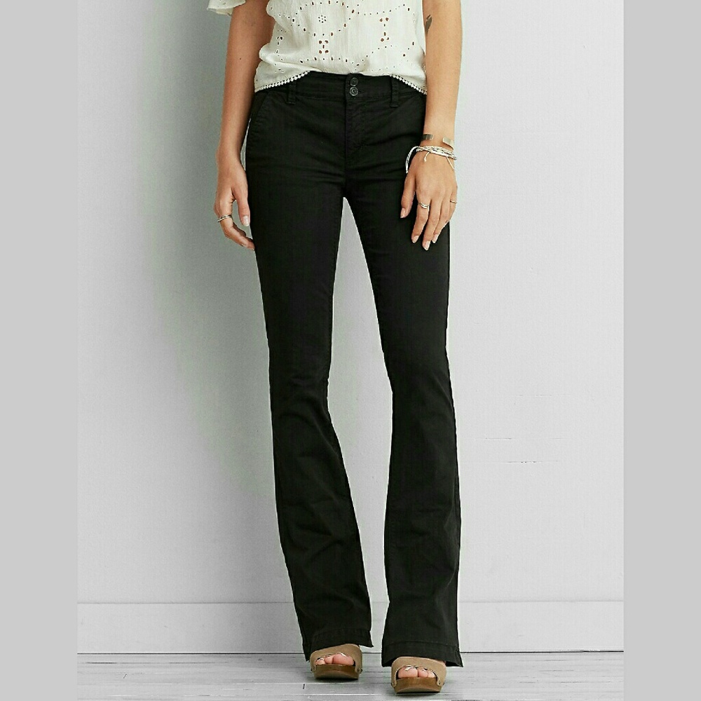 AEO Black Boho Artist Pants Flare 2 Long