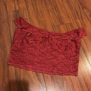 Free People Off the shoulder red lace bandeau