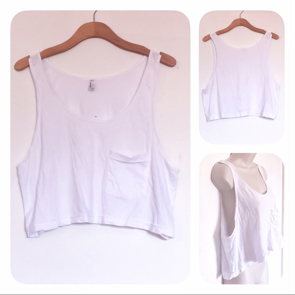AMERICAN APPAREL WHITE CROP TANK TOP