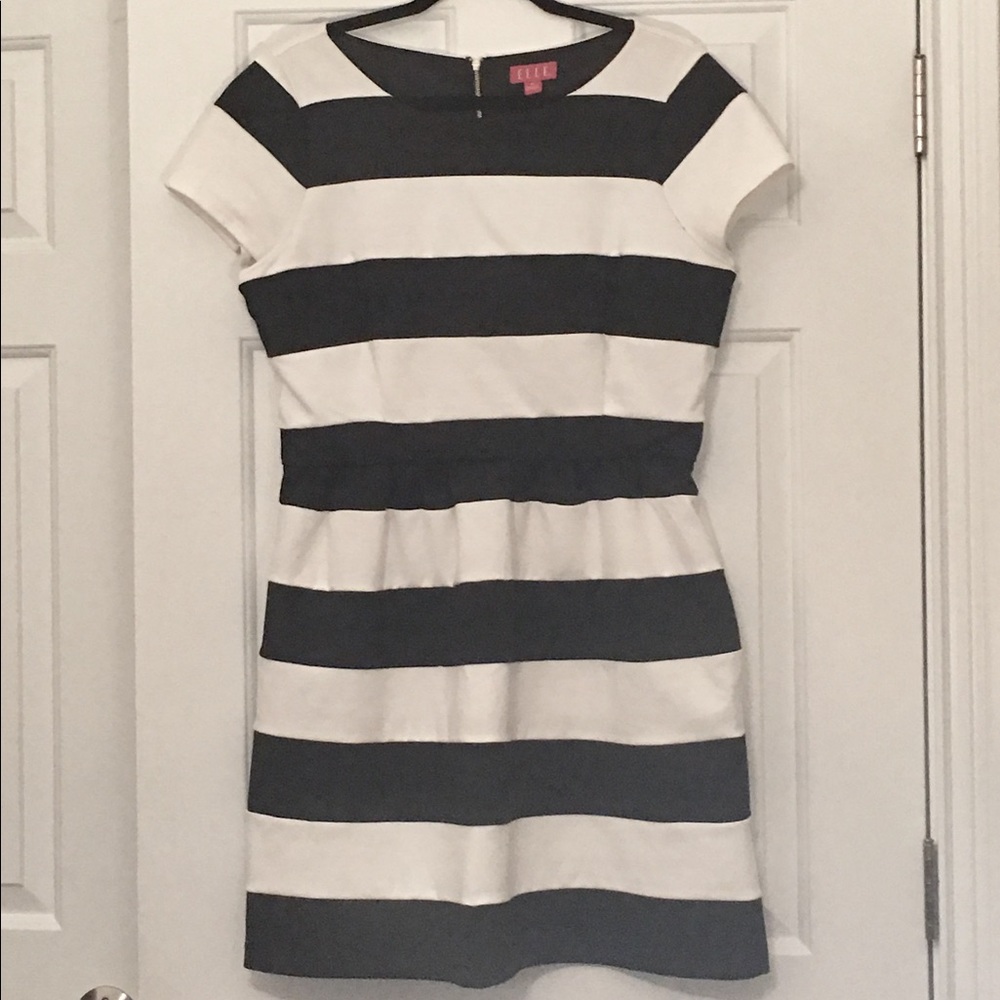 Elle Black and White Striped Dress