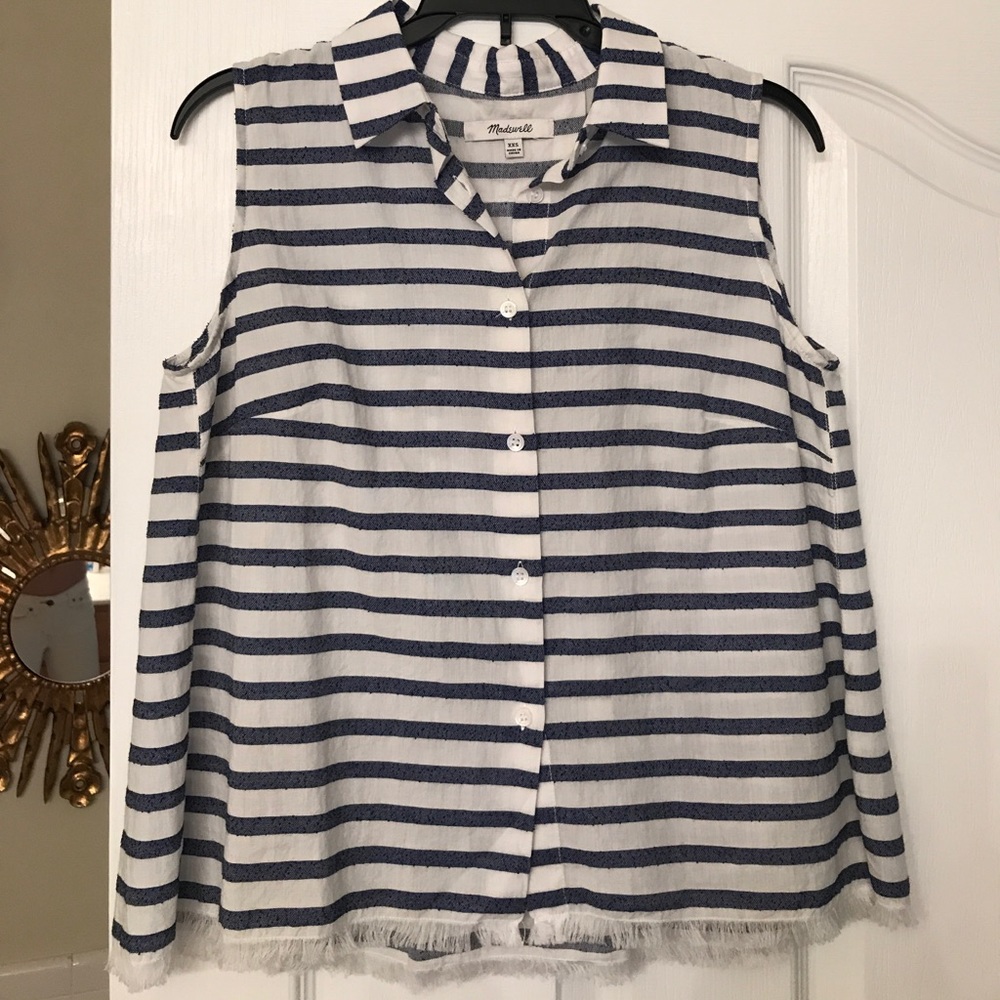 Madewell cotton striped button front top