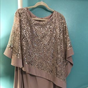 Dress barn champagne sequence dress size 14