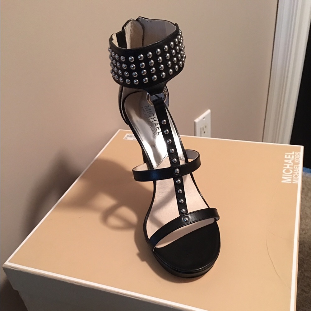 Michael Kors Black Leather Studded Stiletto Heel