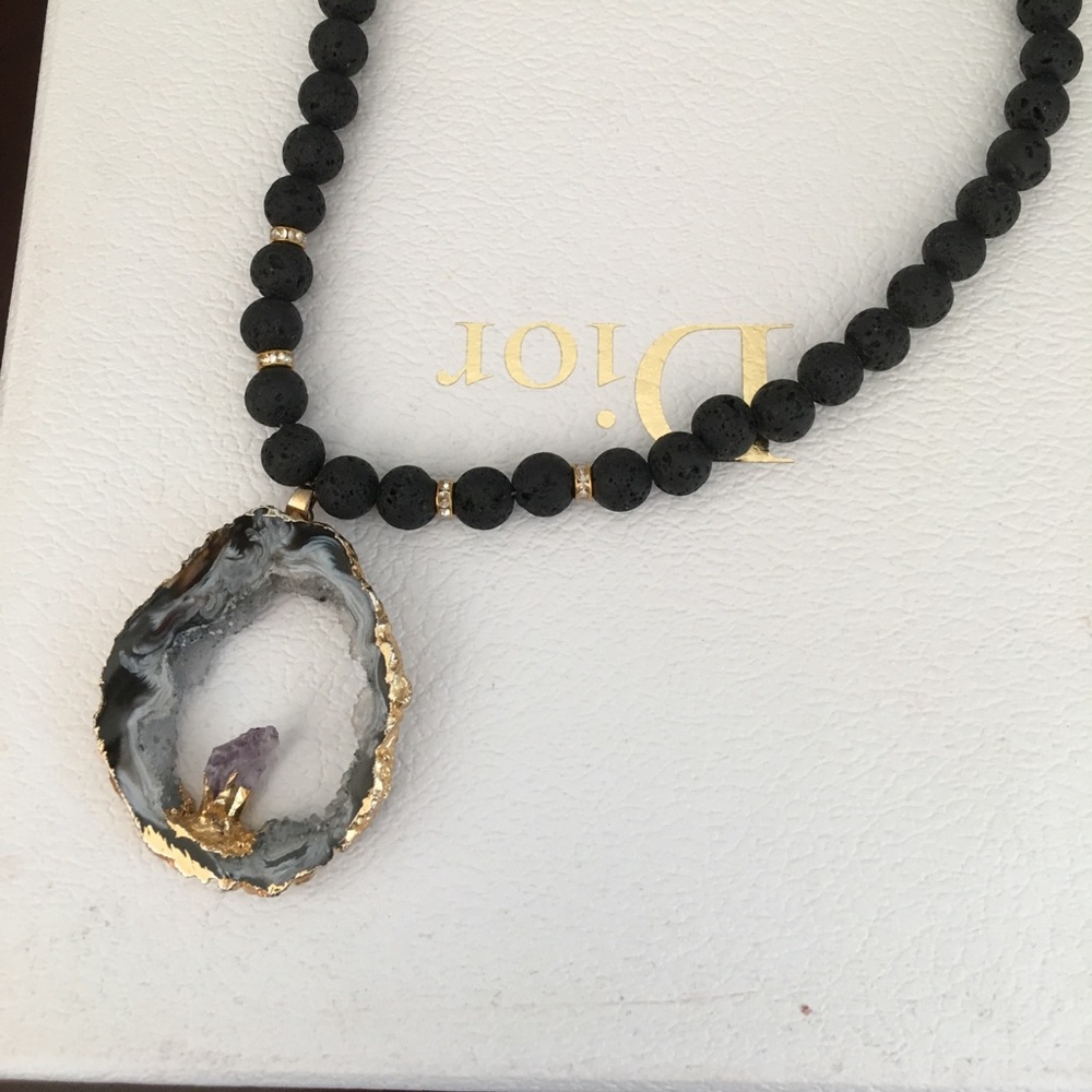 amethyst charm necklace