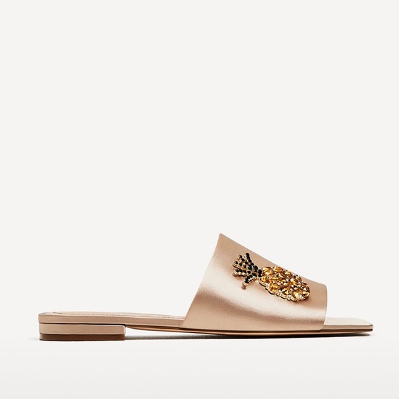 Zara satin slides with pineapple jewels - Picture 2 of 4