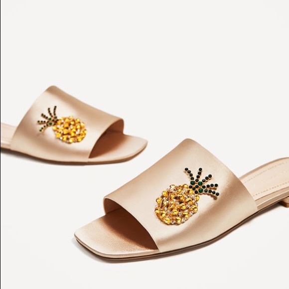 Zara satin slides with pineapple jewels - Picture 3 of 4