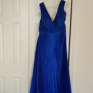 Blue floor-length formal gown. Fully lined.