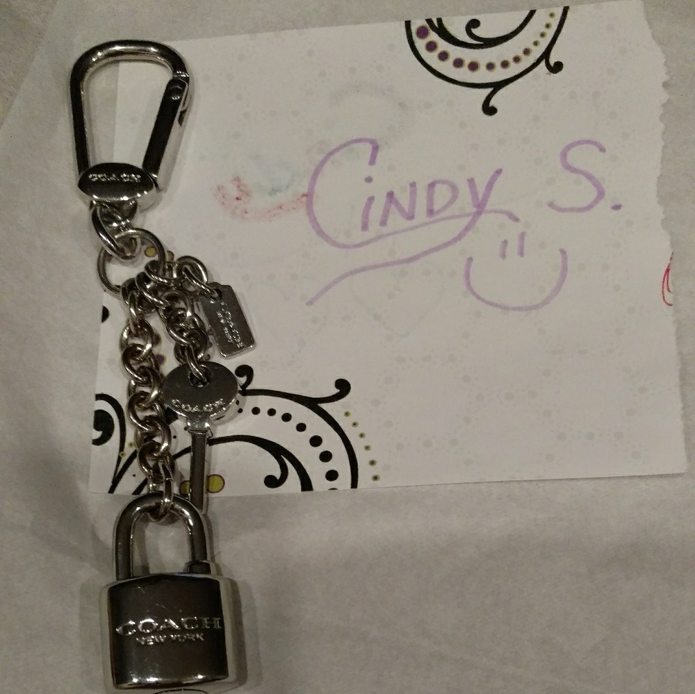 Coach Silver Lock and Key Keychain
