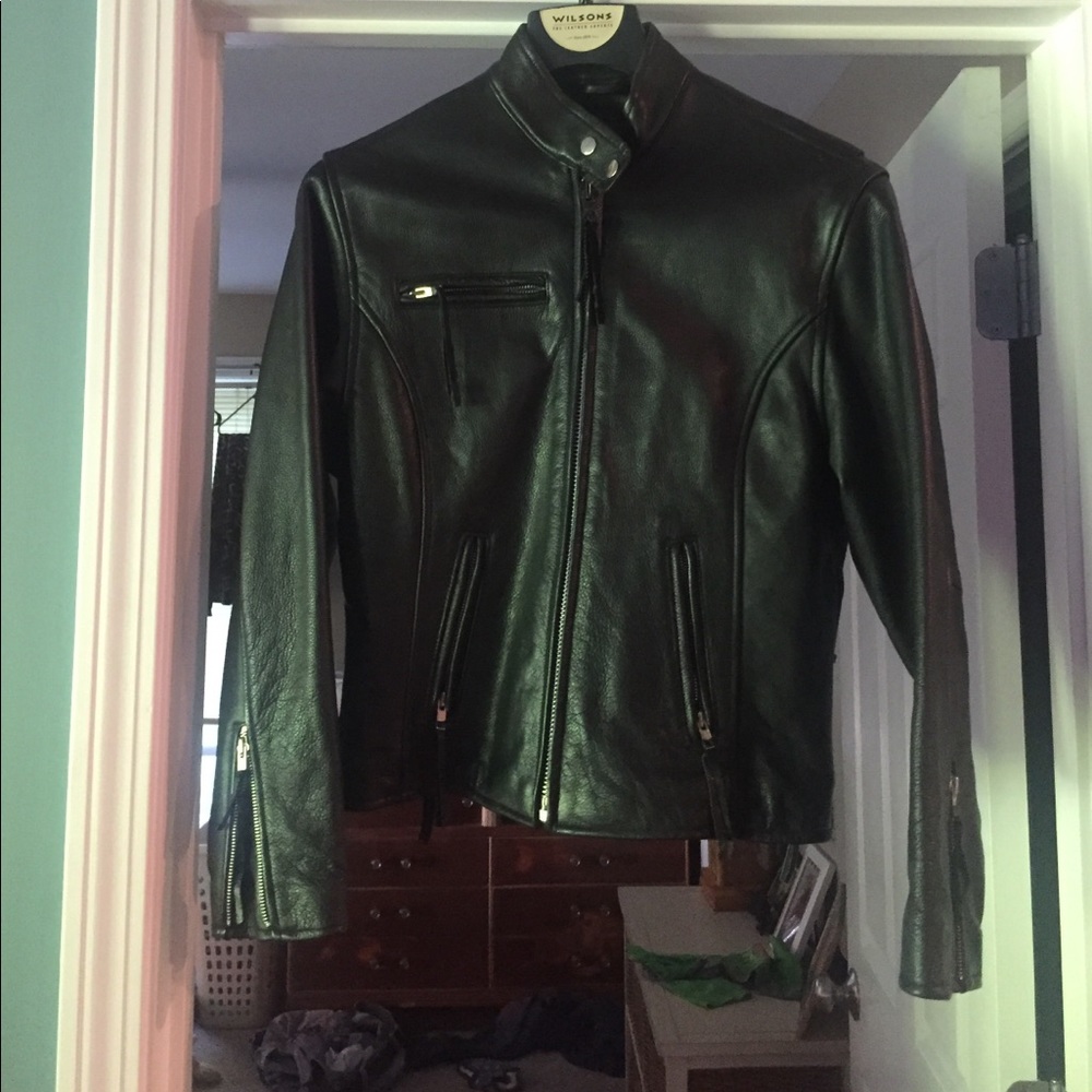 Women's leather motorcycle jacket