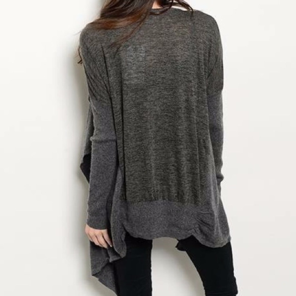 Charcoal Open Front Cardigan Sweater - Picture 3 of 3