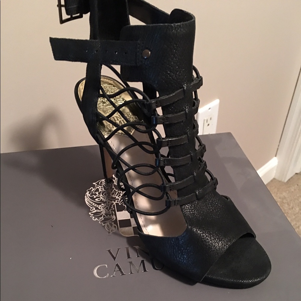 Vince Camuto Black Fossel Caged Heel Size 8.5 M
