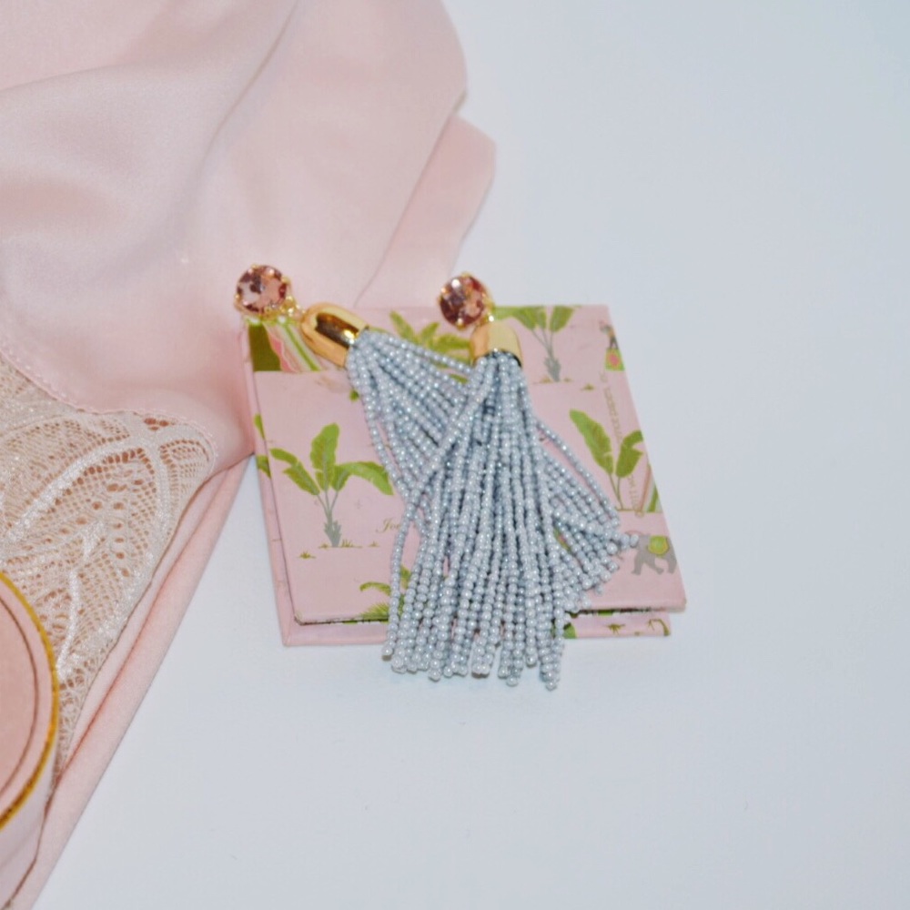 Pink , grey and Gold statement earrings