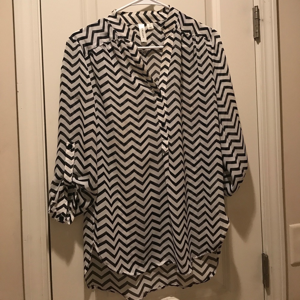 Black and white chevron blouse