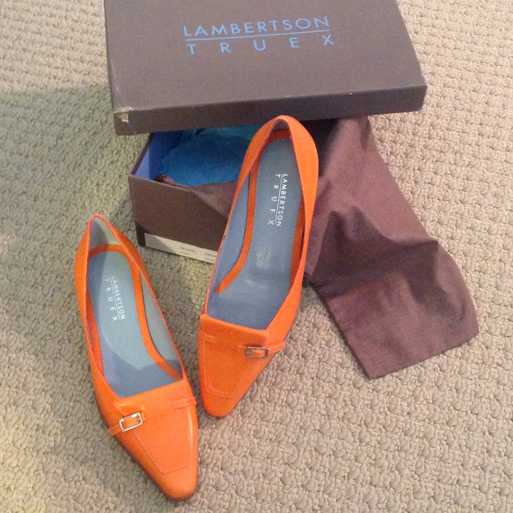 Lambertson Truex Flats in stunning orange leather