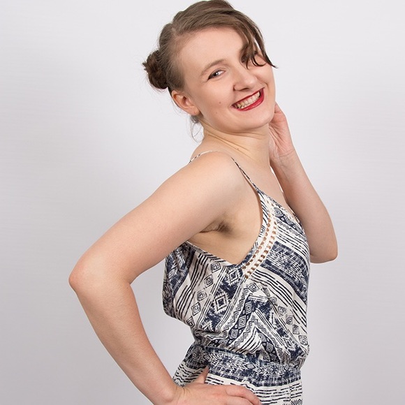 Stylish romper, Medium, blue & white, summer or spring wear - Picture 3 of 5
