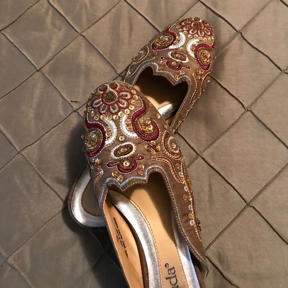 Gold embellished mules