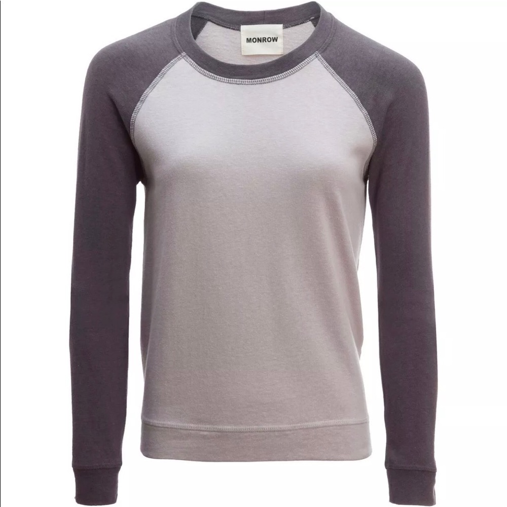 Monrow Two Tone Raglan Sweatshirt Small NWT