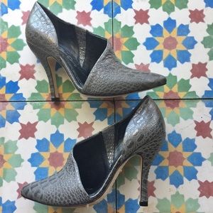 Alex + Olivia Leather Crocodile Heels, 6.5