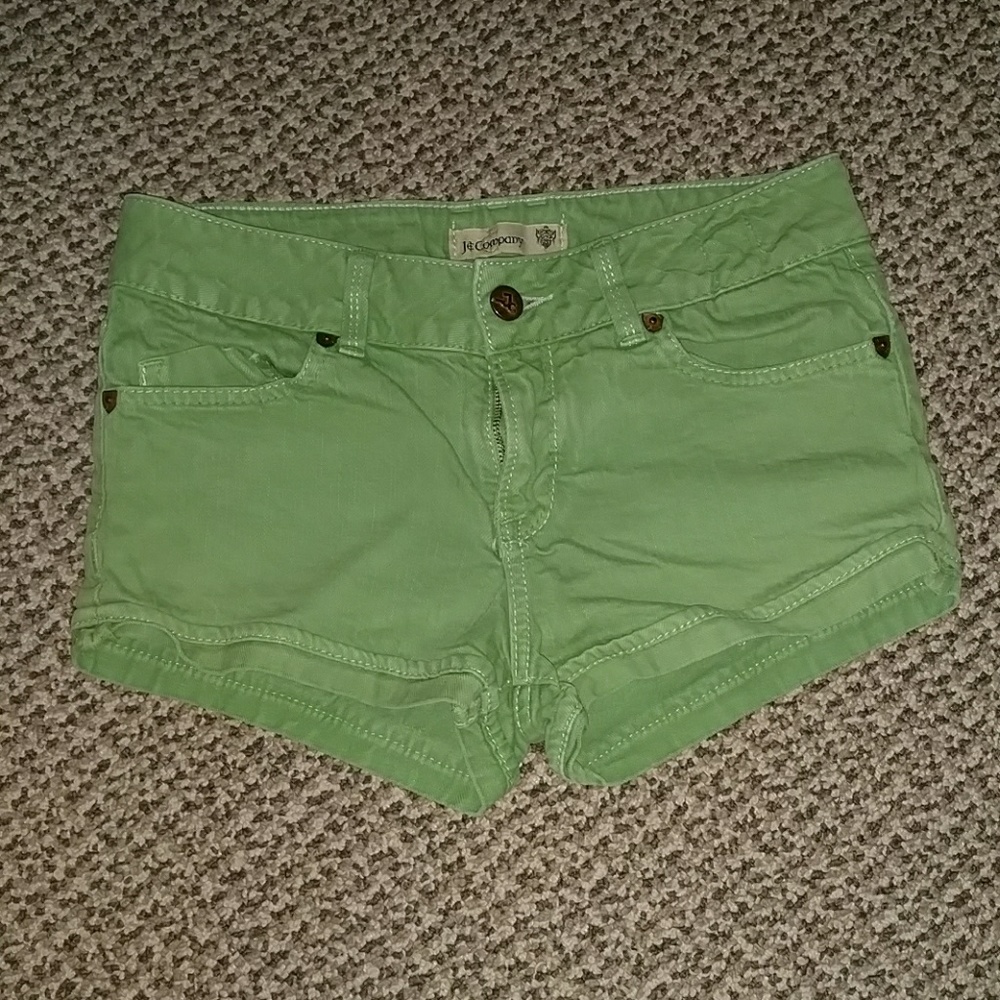 Green jean shorts