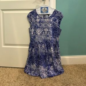 Top shop, blue and white, floral, lace dress